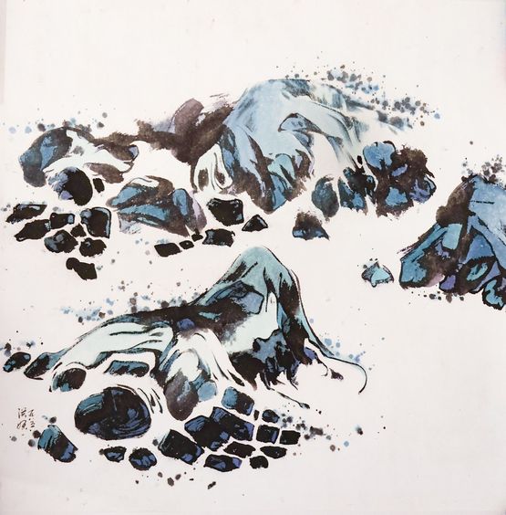 Beach Rocks by Hung Hsien contemporary artwork Drawing