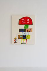 Hopscotch with Baby by Michael Swaney contemporary artwork painting mixed media