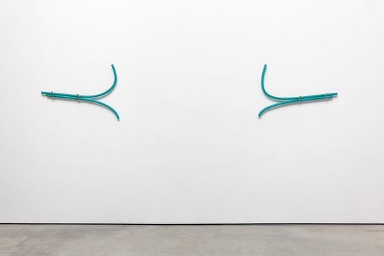 Split Bows with Rings paired by Ricky Swallow contemporary artwork Sculpture