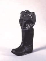 Boot and photographic canvas by Marcel Broodthaers contemporary artwork sculpture mixed media