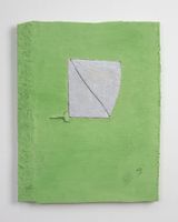 Untitled green with silver by Louise Gresswell contemporary artwork painting drawing