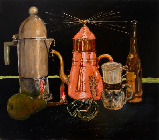 La Vieille Prune aux cafes noirs by Jan Van Imschoot contemporary artwork Painting