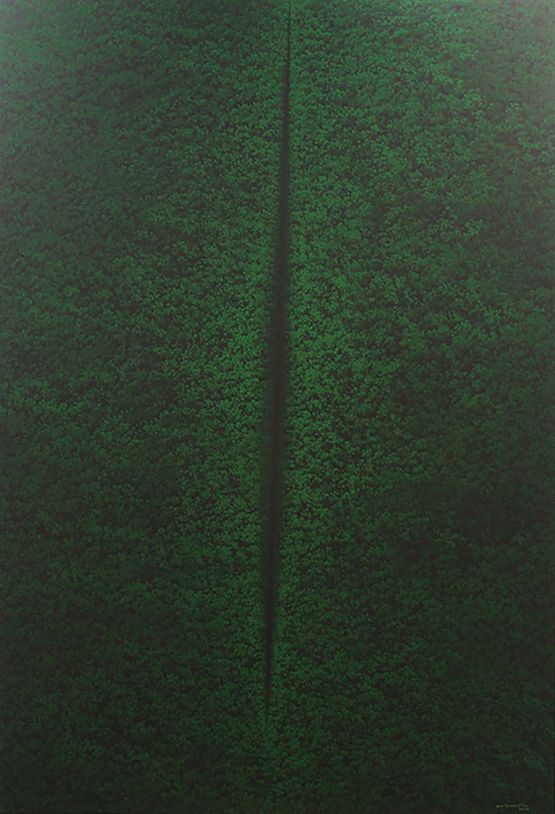 Hijau Lucio Fontana series no.8 by Rudi Mantofani contemporary artwork Painting