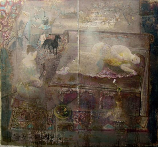 Spring Musing -VI Diptych by Leng Hong contemporary artwork Painting