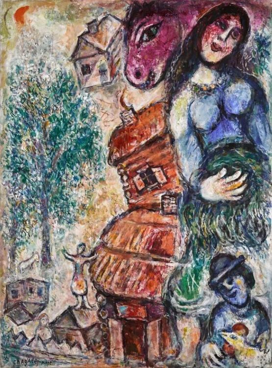 Paysage a lIsba by Marc Chagall contemporary artwork Painting
