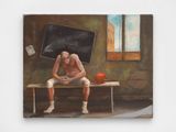 Untitled Locker Room Player Sitting by Ernie Barnes contemporary artwork painting