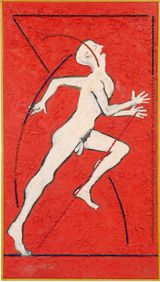 Running Reaching Figure by Derek Boshier contemporary artwork painting