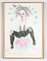 beneath a pattern of houses by Del Kathryn Barton contemporary artwork drawing