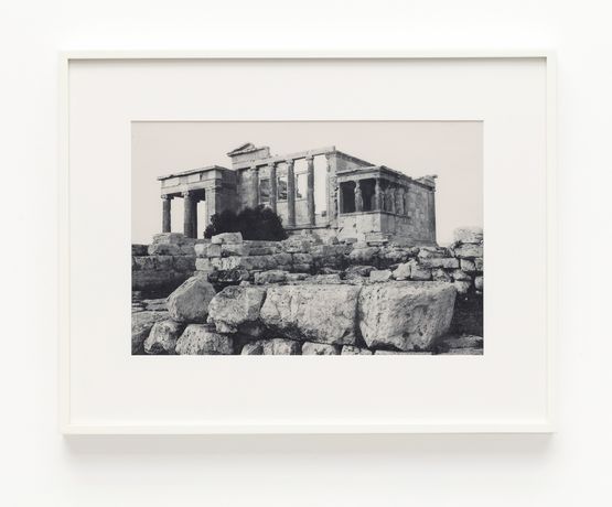 Erechtheion. Western facade. Sacred olive karyatids and old temple of Athena Polias in foreground by James Welling contemporary artwork Photography