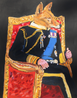 King Dingo on throne 2 by Vincent Namatjira contemporary artwork Painting