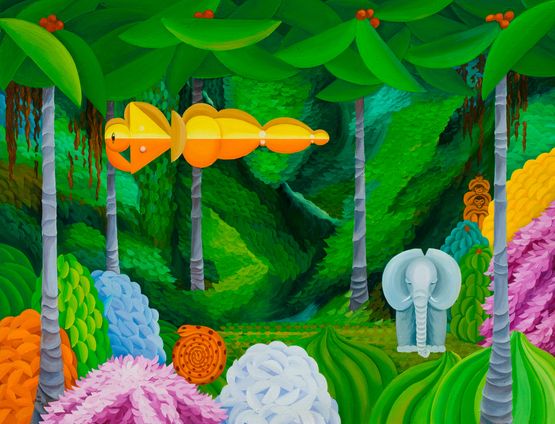 Lovers in a Jungle by Jung Kangja contemporary artwork Painting