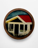 Untitled White House Red Roof Yellow Under Eave by Frank Walter contemporary artwork painting