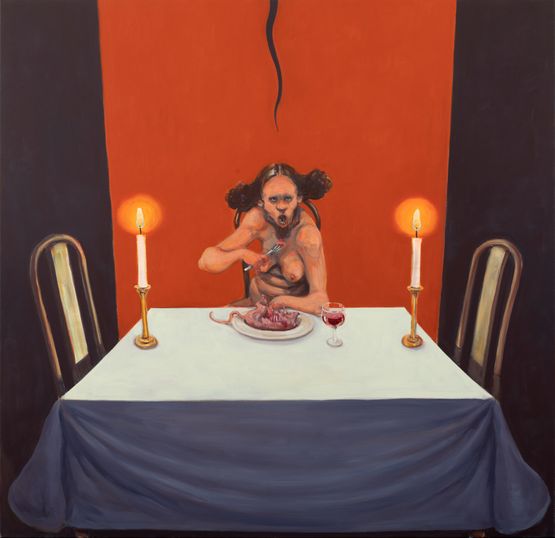 Solitude by Michael Kvium contemporary artwork Painting