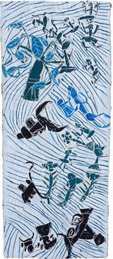 Munggurrawuy fights the Bulldozer by Dhambit Mununggurr contemporary artwork painting works on paper