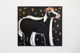 portrait of a white and a black horse with rainbows and stars by Andrew Sim contemporary artwork painting
