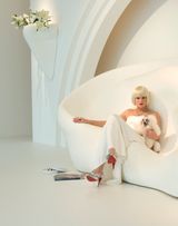 Ear Sofa Nose Sconces with Flowers in Stage Setting by John Baldessari contemporary artwork mixed media