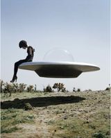 Kinga Rajzak on flying saucer Eglingham Hall Northumberland by Tim Walker contemporary artwork print