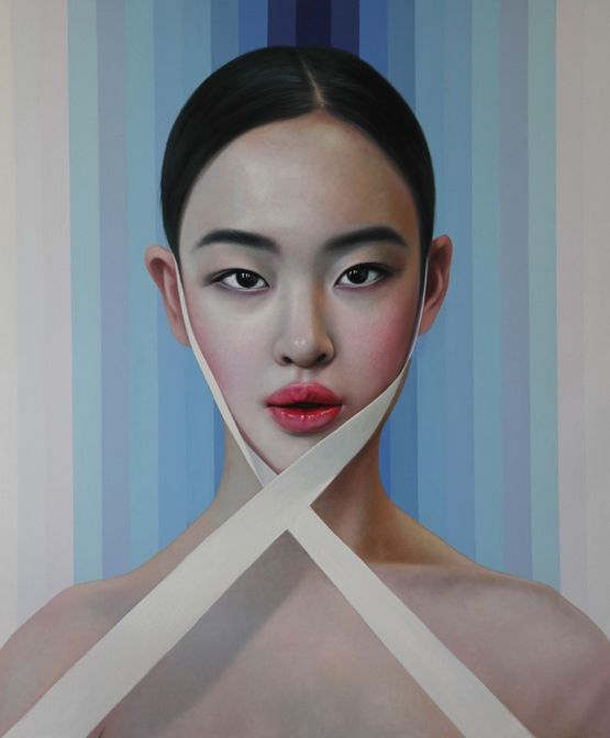 Lily with Ribbon by Ling Jian contemporary artwork Painting