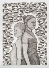 Generation Wish Yielding Trees and Atomic Tree 42 by Joydeb Roaja contemporary artwork drawing works on paper