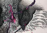 Blooded flowerscape by Pakkiyarajah Pushpakanthan contemporary artwork works on paper