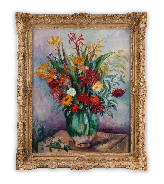 Vase vert et fleurs by Henri Manguin contemporary artwork Painting