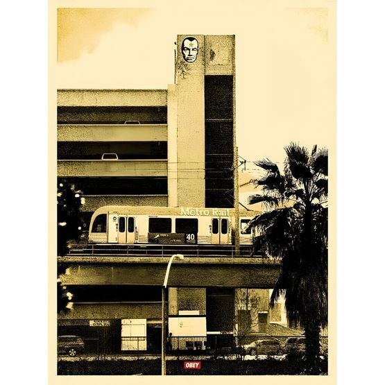 Covert to Overt Big Brother - gold by Shepard Fairey contemporary artwork Works on Paper