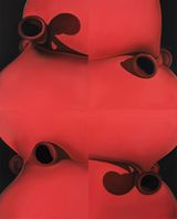 Red Balloons - Four Grids by Liu Cong contemporary artwork painting works on paper