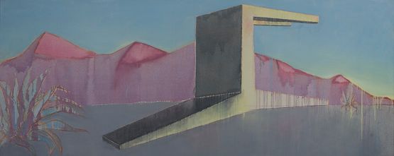 A Fallen Backrest Chair  in the Dry River Bed by Mao Xuhui contemporary artwork Painting