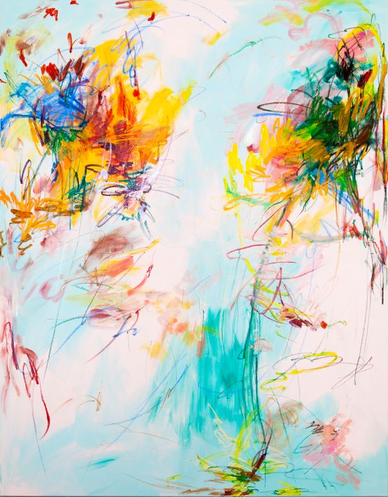 Picnic in the park with cloud-flowers No.1 by Xiyao Wang contemporary artwork Painting