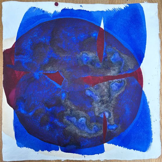 Ultramarin  Blood on paper 1 by Sylke Von Gaza contemporary artwork Painting