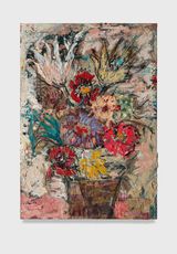 Flowers 18 unbleached white and pink by Daniel Crews-Chubb contemporary artwork painting