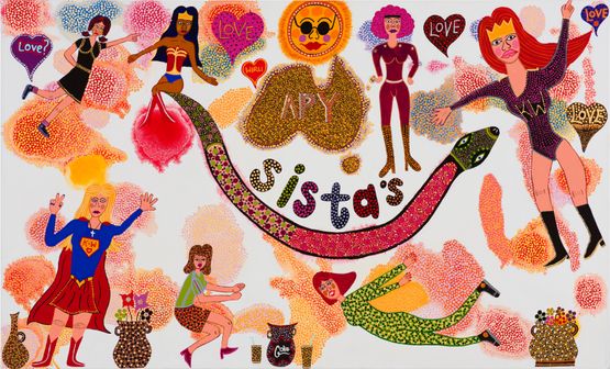 APY Sistas by Kaylene Whiskey contemporary artwork Painting