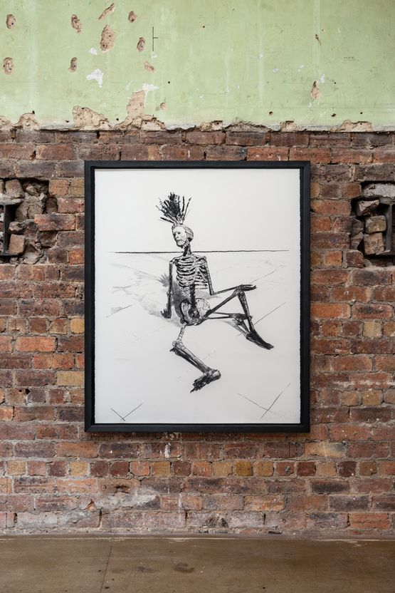 Strawman Charcoal by Simon Starling contemporary artwork Works on Paper