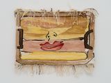 Schneidebrett mit Lippen by Ingrid Wiener contemporary artwork textile