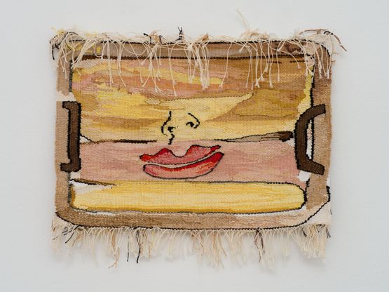 Schneidebrett mit Lippen by Ingrid Wiener contemporary artwork Textile