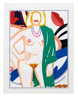 Study for Claire standing with Viviane green robe by Tom Wesselmann contemporary artwork painting