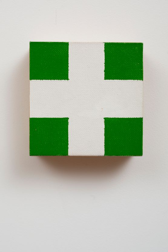 Block Painting Green and White Cross by John Nixon contemporary artwork Painting