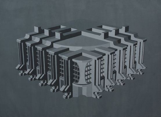 Modernist Facades for New Nations Proposition 3 by Sahil Naik contemporary artwork Painting