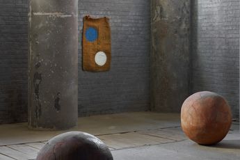 Contemporary art exhibition Bosco Sodi Spheres and Sack paintings at Axel Vervoordt Gallery Antwerp Belgium