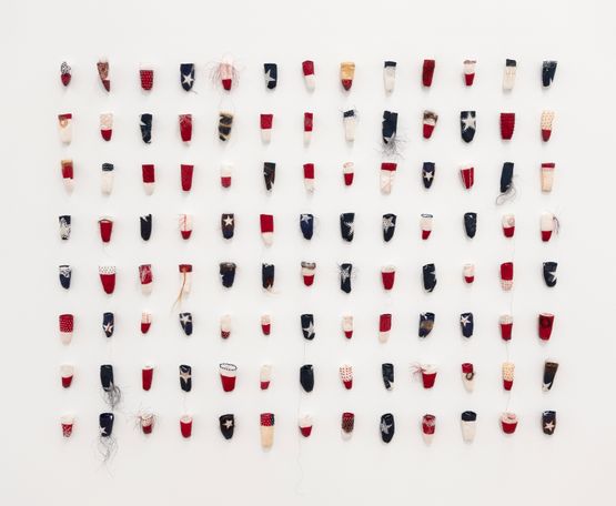 Small Red White and Blue Secrets by Sonya Kelliher-Combs contemporary artwork Sculpture