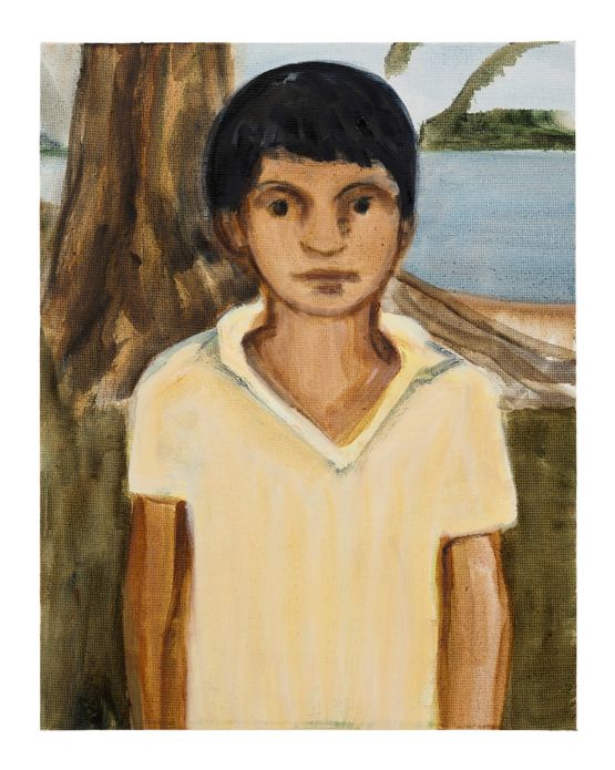 Boy in Yellow Shirt by Matthew Krishanu contemporary artwork Painting