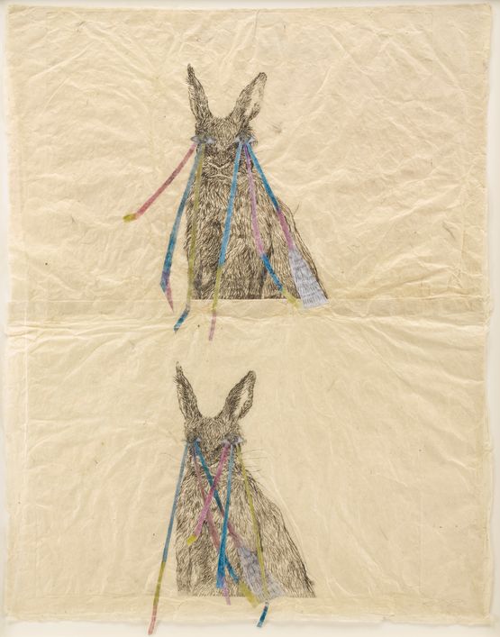 Everywhere double rabbit by Kiki Smith contemporary artwork Works on Paper