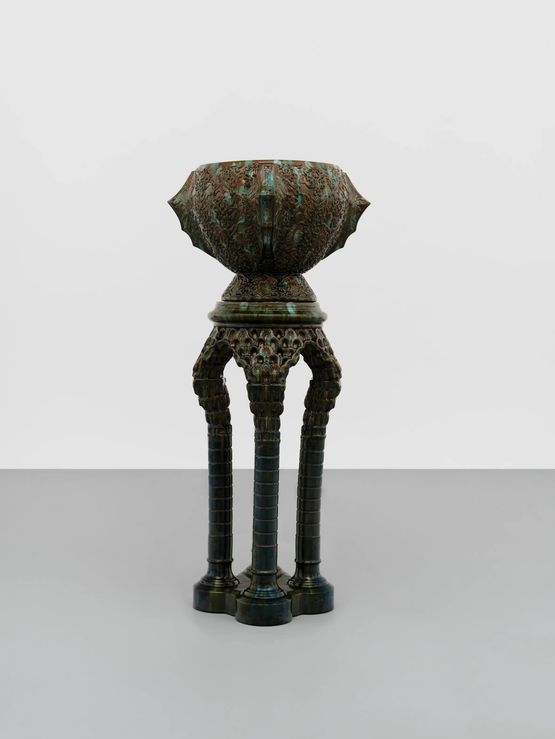 Alhambra-style jardiniere and pedestal by Clement Massier contemporary artwork Sculpture