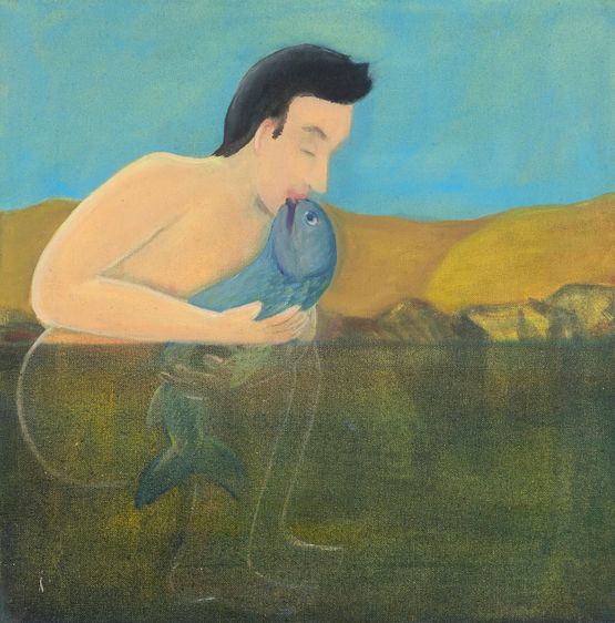 The Kiss by Ariel Shefi contemporary artwork Painting