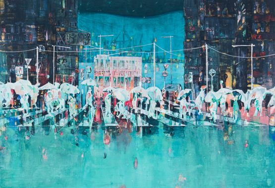 Hong Kong streets by Kosuke Harasawa contemporary artwork Painting