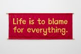 Life is to blame for everything by Jeremy Deller contemporary artwork textile