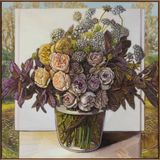David Austin Roses Queen Annes Lace  Smoke Bush by Sam Michelle contemporary artwork painting