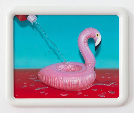 Flamingo Squirt by Emily Hartley-Skudder contemporary artwork Painting
