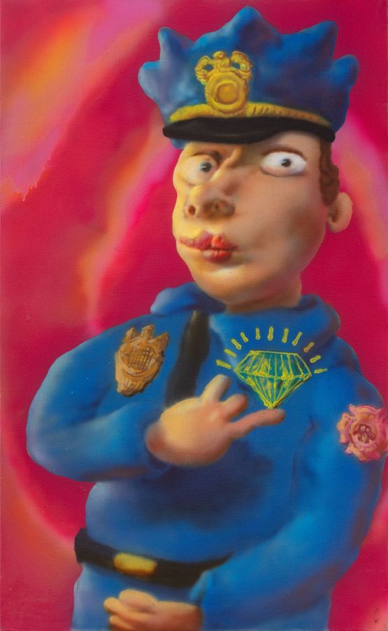 Pink Police by Yang Jingzhou contemporary artwork Painting