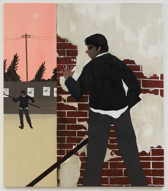 Boy Behind Wall by Francisco Rodriguez contemporary artwork Painting